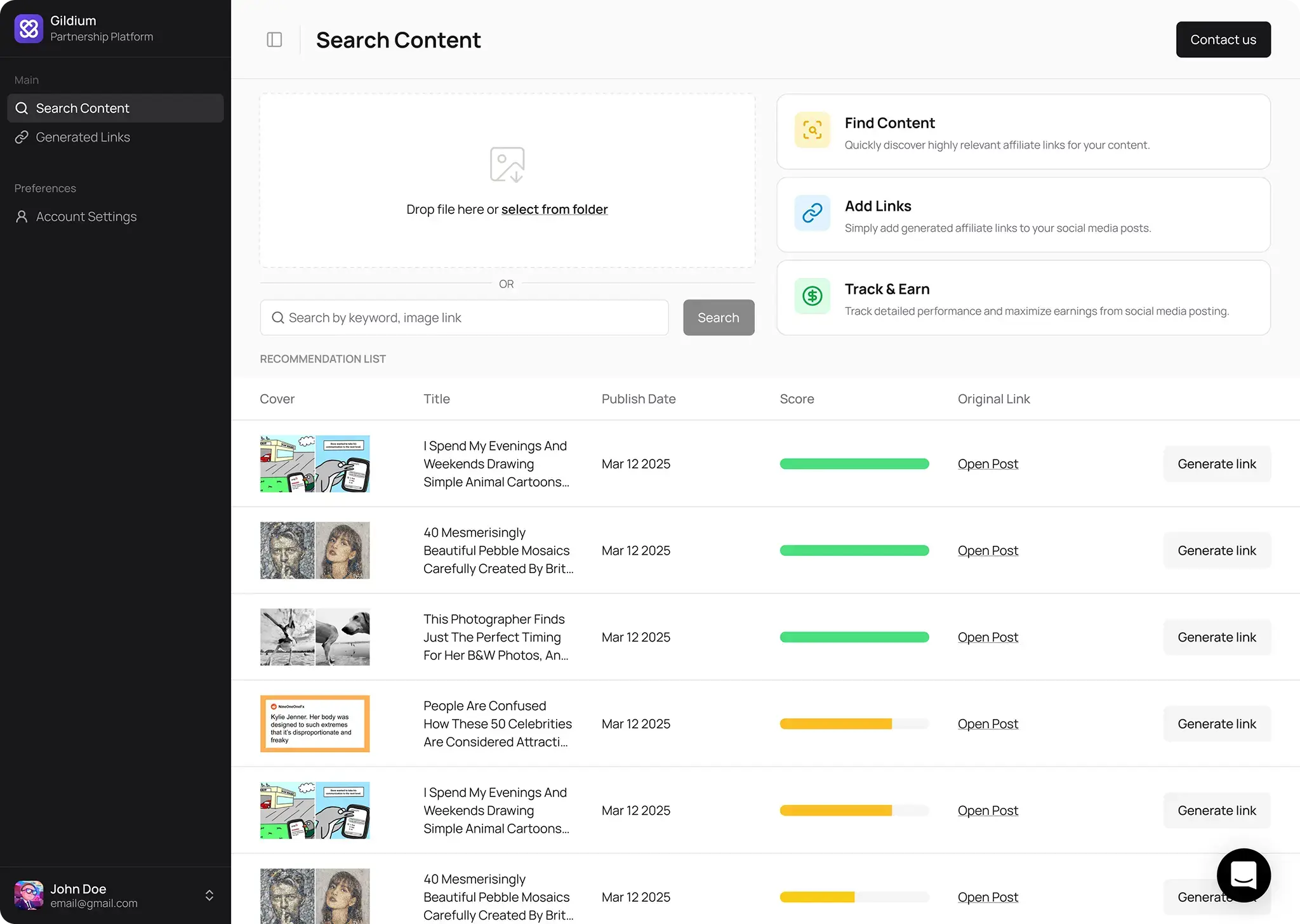 Gildium dashboard