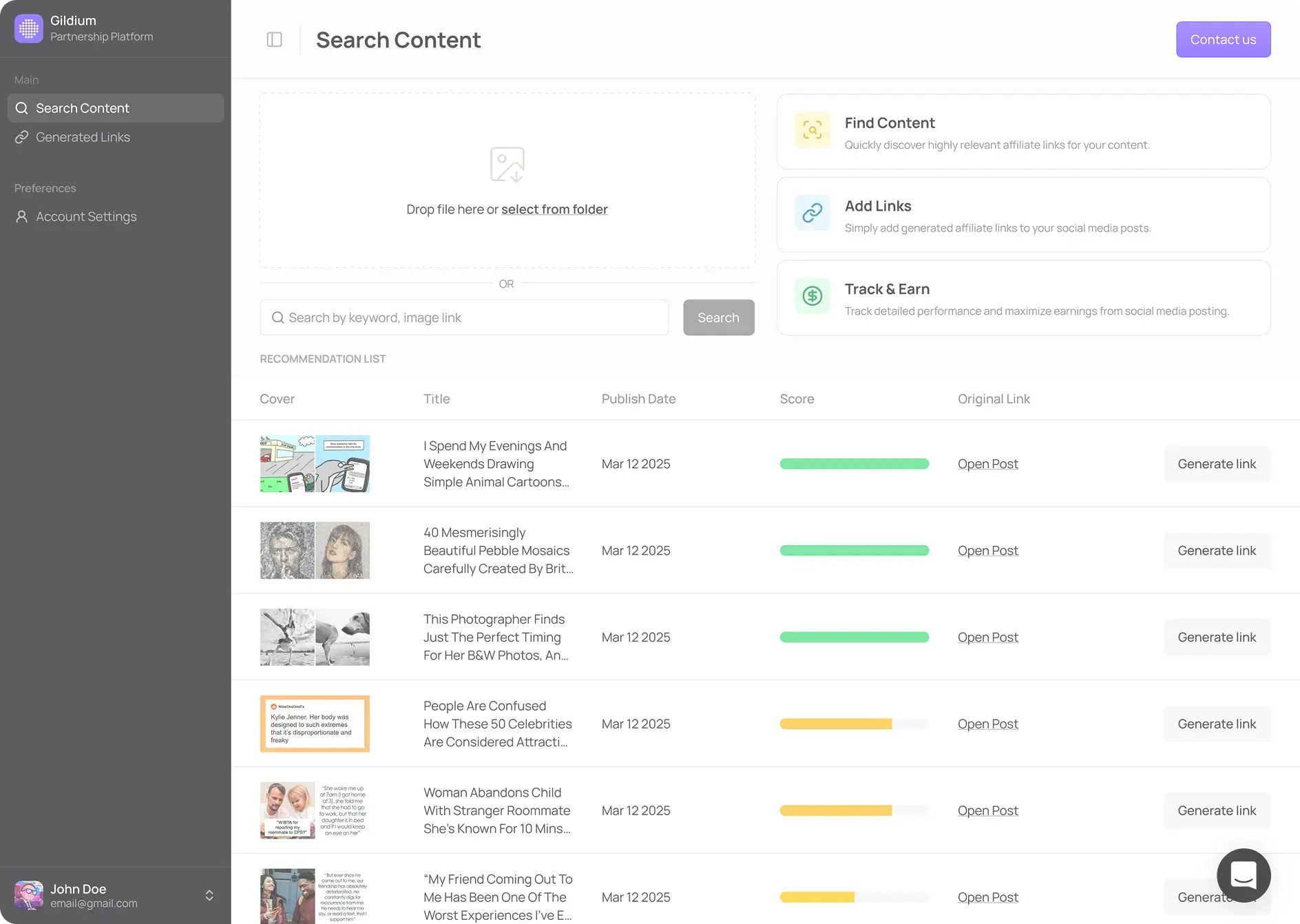 Gildium dashboard