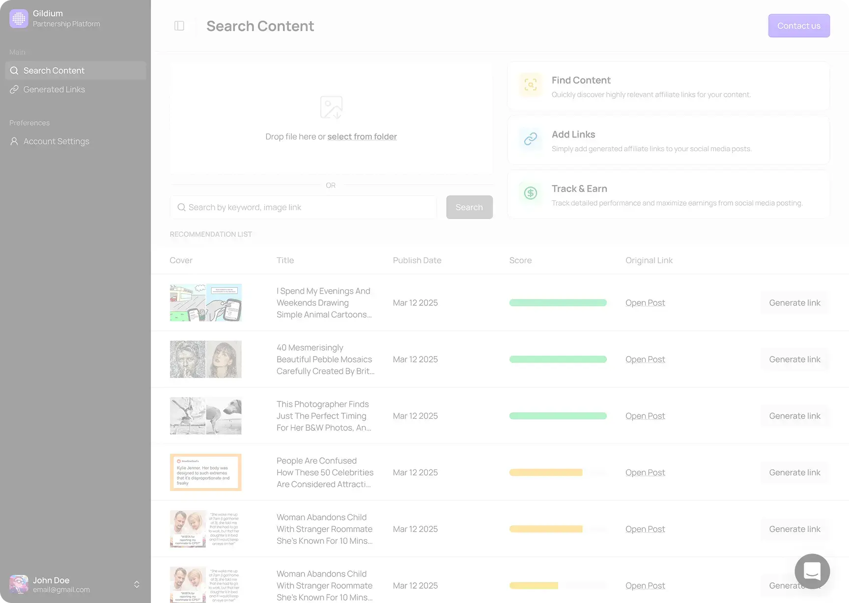 Gildium dashboard